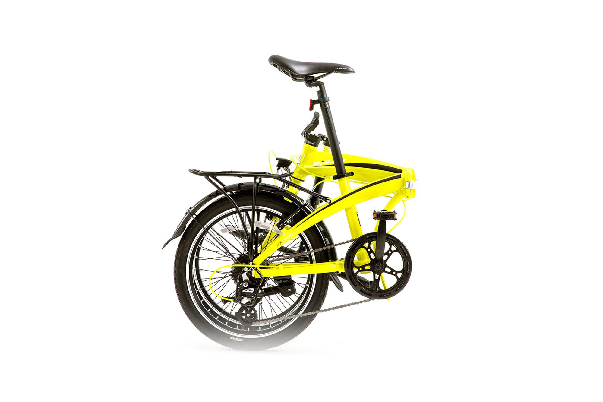 Yellow store folding bike